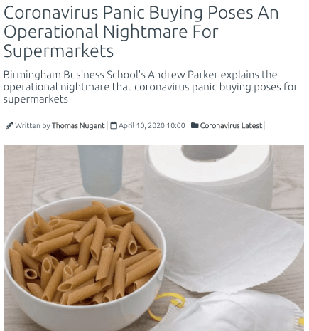 coronavirus panic buying birmingham business school professor andrew parker