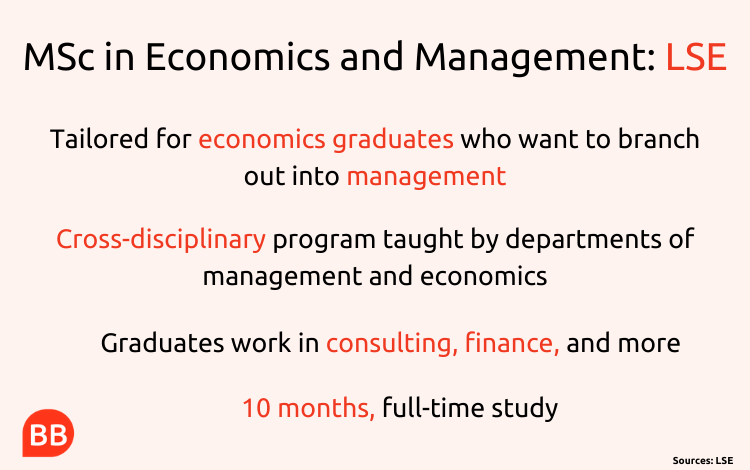 MSc Economics and Management fact box