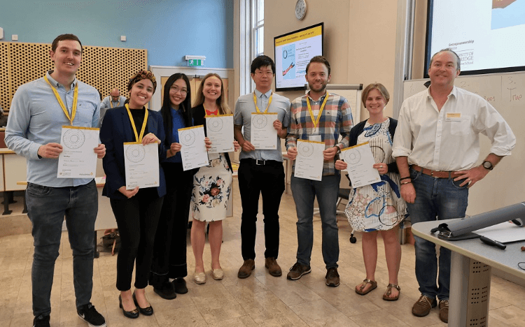 Yigit (third from right), won a place on the Cambridge accelerator program after successfully pitching at a venture creation weekend