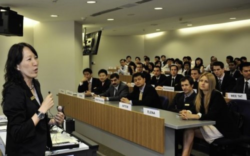 Professor Chung Hai Long with some of Nanyang's full-time MBA students