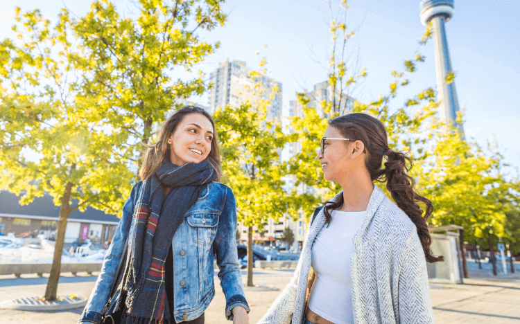 Students walk down street in New Zealand