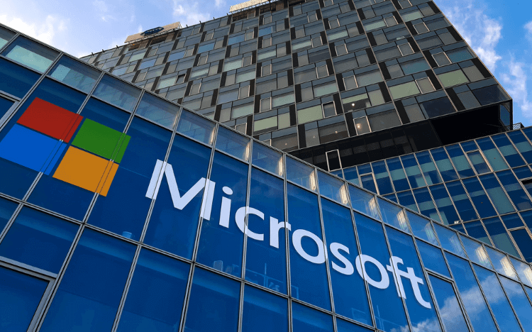 Microsoft building with company logo