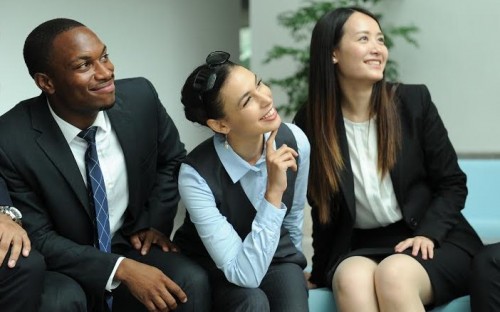 Leela Greenberg (center) is at Shanghai's China Europe International Business School