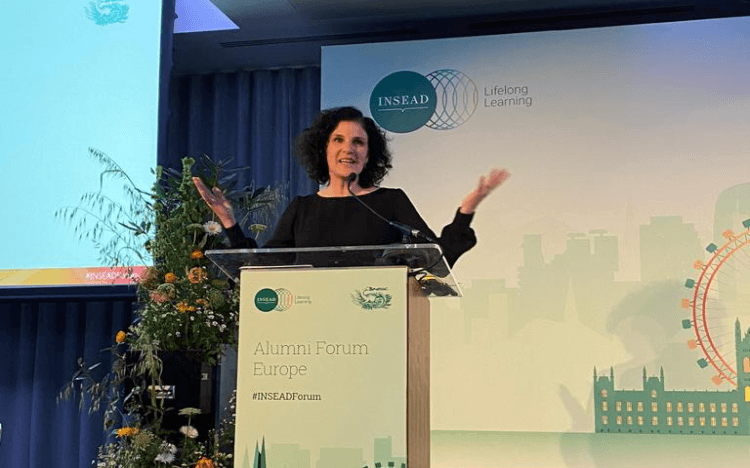 Barbara Martin Coppola addresses the 2023 INSEAD Alumni Forum Europe