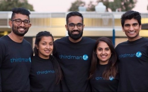 (from left) co-founders Jude Newton, Suri Samsoodeen, Srinath Susarla, Natasha Arora, and Rishi Kher