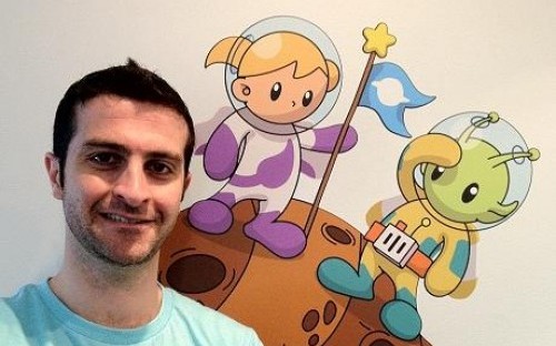 Definitely not a big consulting firm: Paul with two of the Little Space Heroes characters