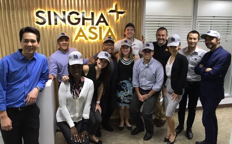 Angeline Stuma (front, second from left) had the chance to work with SIngha Beer on her MBA