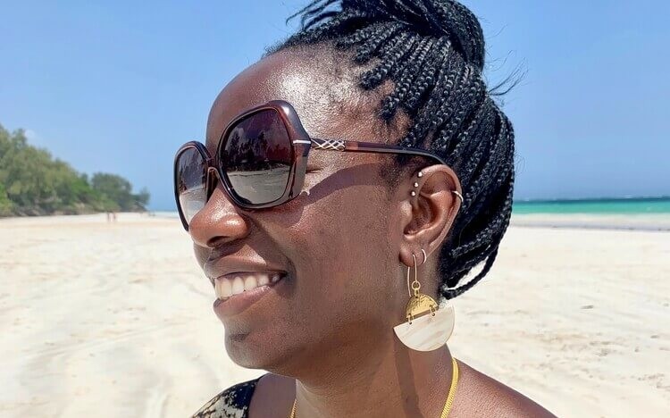 Yala founder Audrey Migot-Adholla, wearing earrings produced by the company she started ©Audrey Migot-Adholla