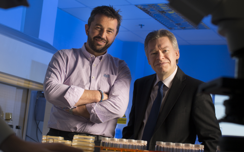 MBA director Malcolm Kirkup, right, with Ian Walker, managing director at J&J
