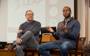 Olin Business School's Doug Villhard (left) testifies to St Louis' potential for start up growth