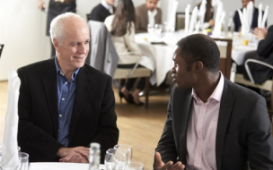 Campus dinner: Aston MBAs and mentors were hungry for networking opportunities
