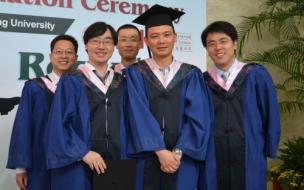 Gao Jing, far right, and his cohorts looking dapper in their graduation garments