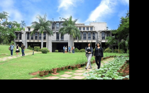 Students walk around the lush green campus of Indian Institute of Management Bangalore, which achieved 100% student placement in 2023 (Credit: Facebook)