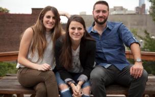 Jessica (center) with the Play Bucket team; Miriam Rosenhaus (left) and Josh Caton (right)