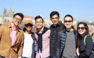 Natalie Abad (far right) was part of the Lancaster MBA class trip to Prague in April this year