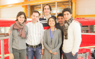 Farah Haddad, third from right, with her Well2go team at CERN in Switzerland