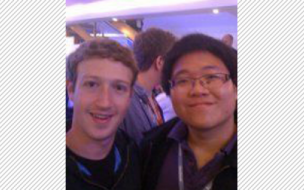 Facebook Founder and CEO Mark Zuckerberg (left) at a developer garage in London last year with BusinessBecause's Tian Ng