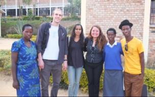 MBA students Charles Haines, second left, and Dhriti Chandrashekar, to his right, and Claudia Pumare