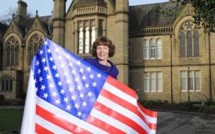 Sarah Dixon, Dean of Bradford University Management School celebrating their triple crown!