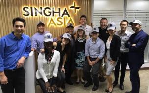Angeline Stuma (front, second from left) had the chance to work with SIngha Beer on her MBA