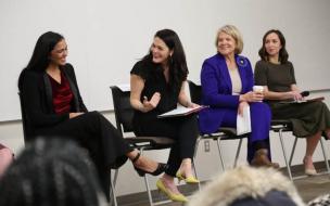 Professor Caroline Bruckner (second from left) actively researches challenges facing businesswomen