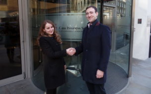 BB's Rania Serghini Seghier (left) meets George Watson outside Cass Business School in London